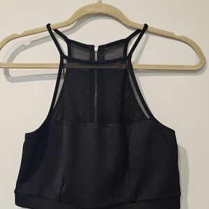 Black Mesh Racerback Crop Top